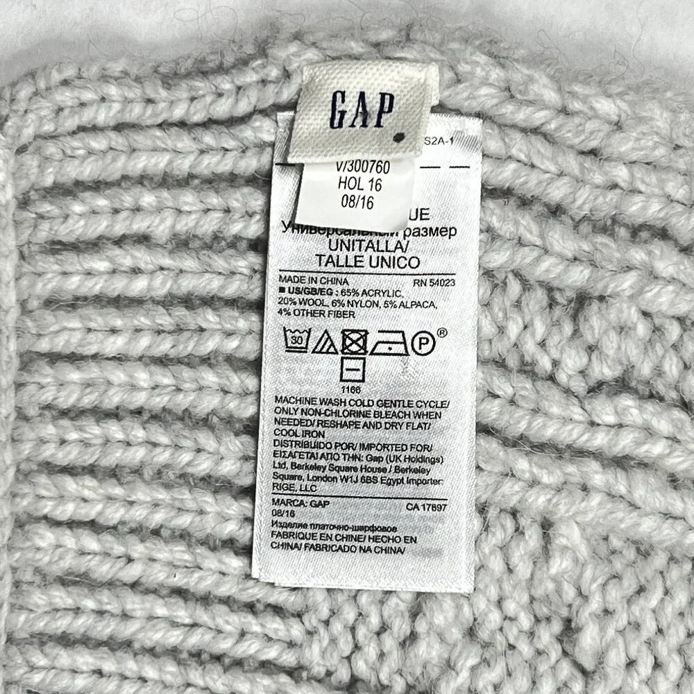 Fisherman Chunky Cable Knit Wool Alpaca Scarf in Light Grey Soft Unisex - NWOT